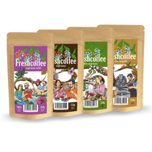 Freshcoffee Probierpaket 4x250g., Grüne Espresso, Cremá, Espresso Mild und Espresso.