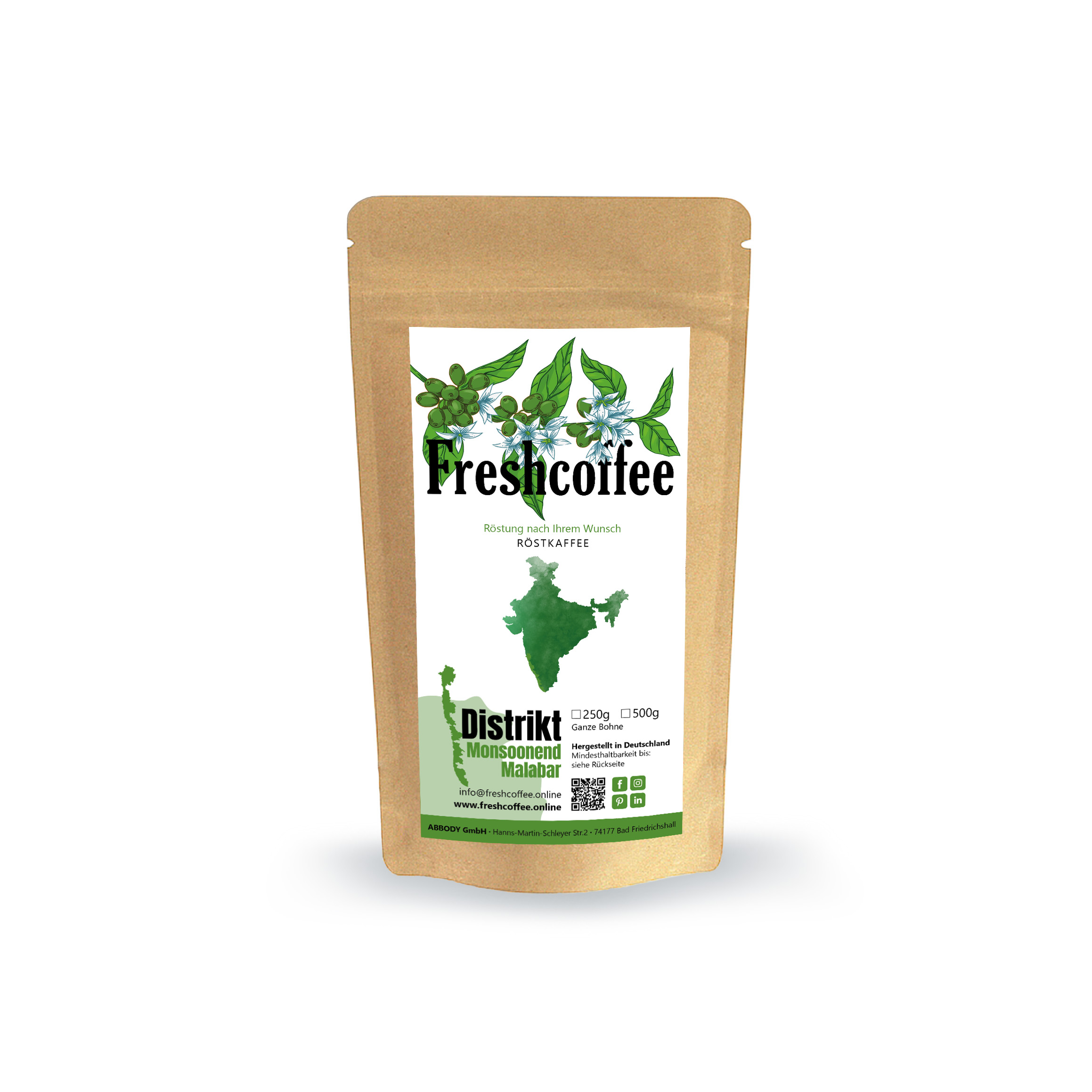 Freshcoffee Distrikt India Robusta Monsooned Malabar, Geröstet: 06.11.2025