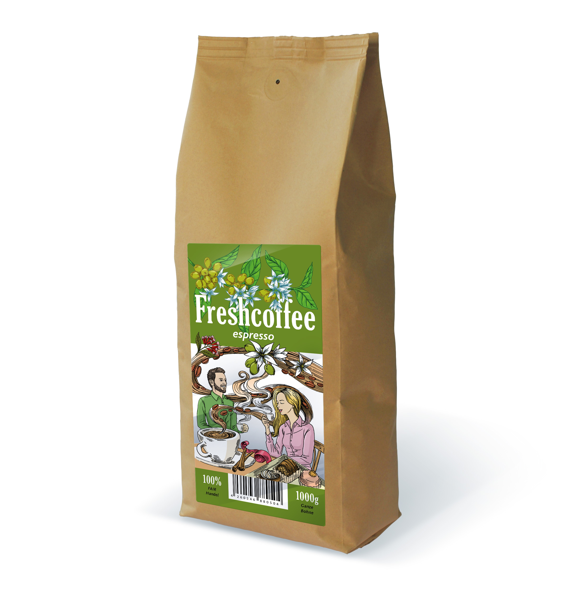 Freshcoffee "Grüne Espresso" 1kg., Geröstet am: 21.10.2026